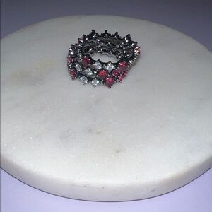 Bomb party July Hematite Multi-Color Gemstone Rings 3 stack